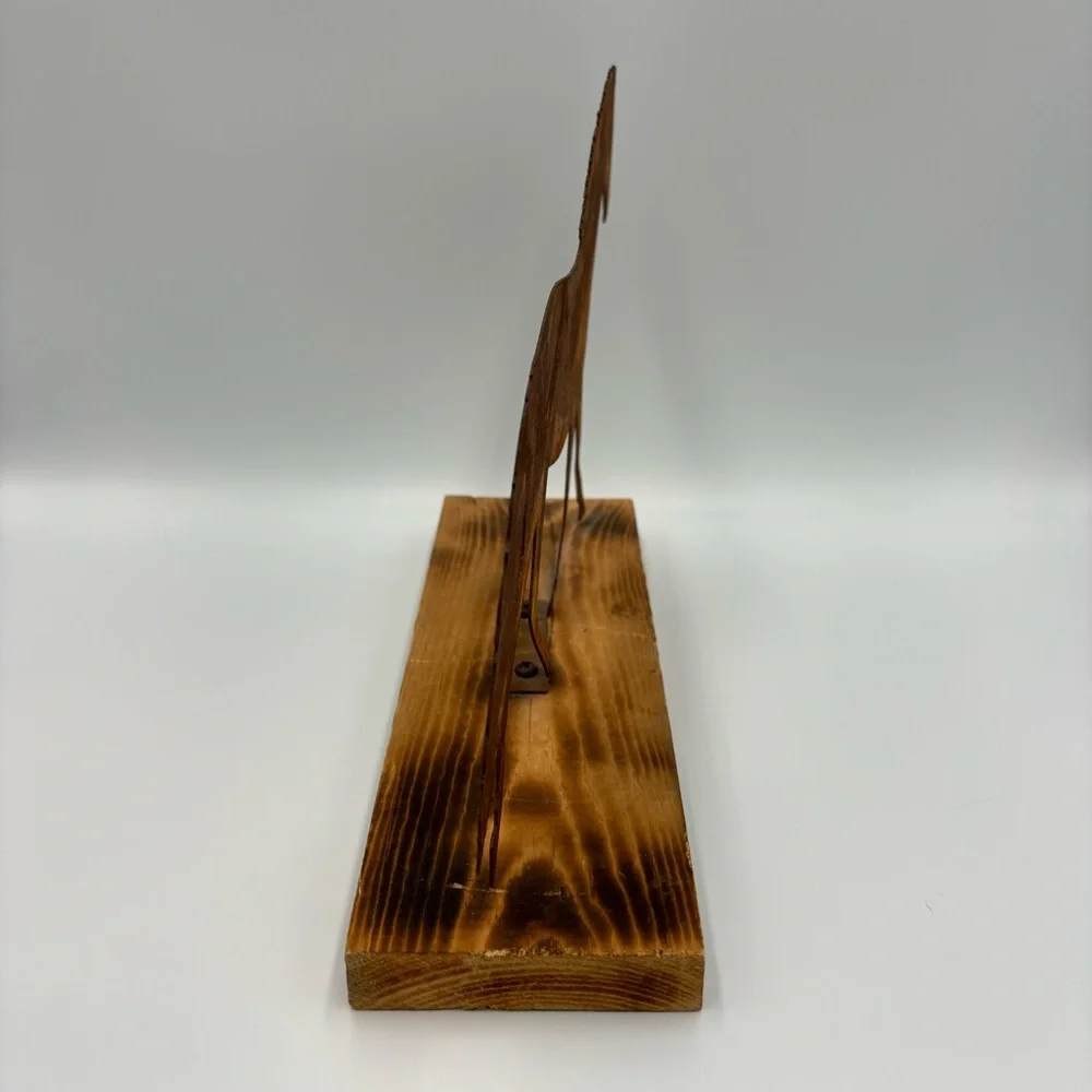 Handmade Flat Metal Laser Horse Figurine Wood Cowboy Western Art 8” Equestrian - Picture 4 of 10